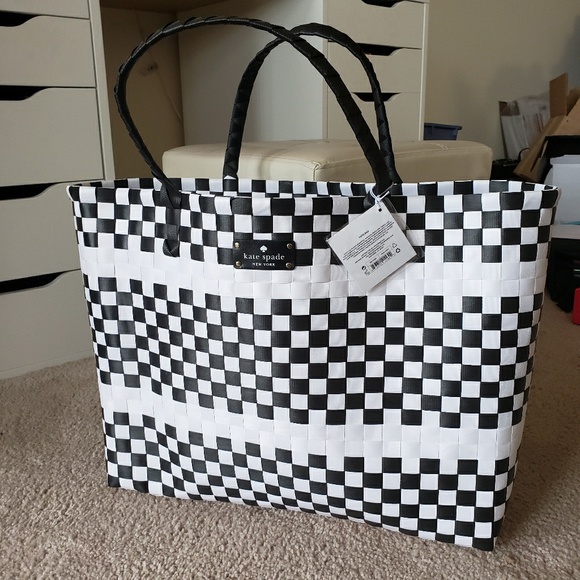 kate spade Handbags - Kate Spade Limited Edition Blk/Wht Woven Tote NWT